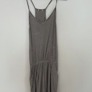 Grey and black striped romper
